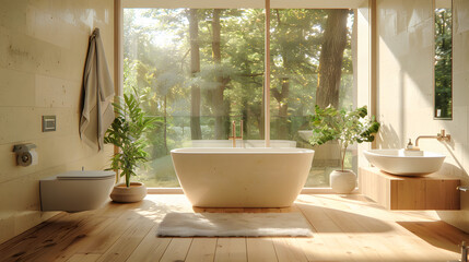 Fototapeta premium Modern bathroom in today's time nice and clean