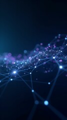 Fototapeta premium Visualization of neural networks with interconnected nodes and flowing data lines. Ideal for AI-themed projects, technical videos and presentations
