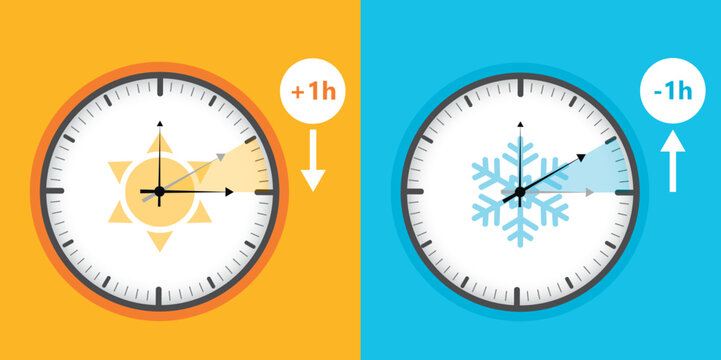 summer time and winter time concept with clock vector illustration