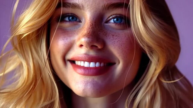 An elegant portrait of a young woman, showcasing flawless makeup, a stylish hairstyle, and beauty