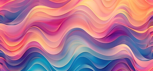 Abstract, colorful, wavy background with vibrant shapes and curves. Digital art illustration