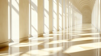 Serene corridor with pattern of shadows lights