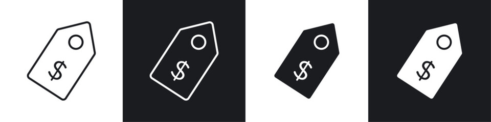 Tag vector icon set in black and white