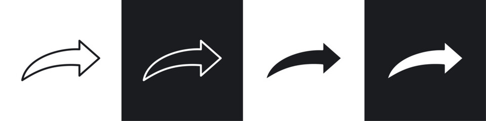 Forward vector icon set in black and white