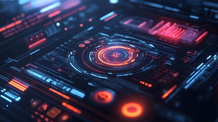 Fototapeta premium abstract technology ui futuristic concept hud interface hologram elements of digital data chart, communication, computing and circle percent vitality innovation on hi tech future design background. 