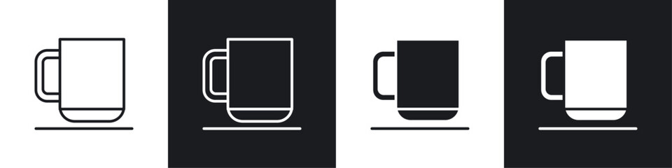 Mug vector icon set in black and white