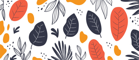Modern Botanical Leaf in flat minimal vector illustration