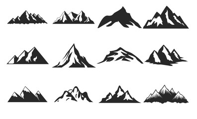 Mountain silhouette icons set .vector