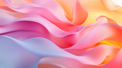 Obraz premium abstract background with multicolored silk fabric, Elegant pastel silk fabric waves ideal for fashion and luxury branding backgrounds, A colorful, abstract background with a pink and blue swirl 