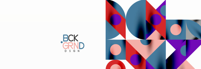 Fototapeta premium Trendy colorful circles, lines, arrows, triangles and other geometric shapes. Vector Illustration For Wallpaper, Banner, Background, Card, Book Illustration, landing page