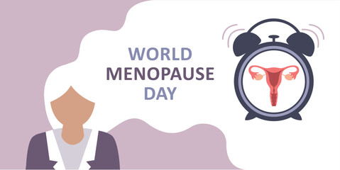 world menopause day concept with alarm clock vector illustration