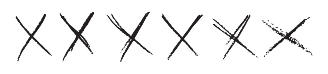 Hand-drawn crossed Strikethrough textured, X scribble marks. Vector sketch crosses of black marker, vector illustration
Keywords: