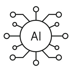 Artificial intelligence icon set in line style. AI technology illustration. Artificial intelligence AI processor chip icon.AI Processor circuit vector. Ai Logo, Ai Icon.