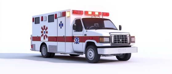 3D Isolated Ambulance on White Background