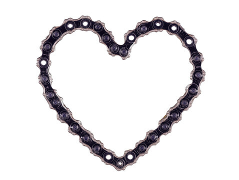 Heart-shaped bicycle chain design for creative automotive and cycling graphics