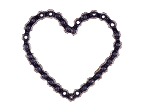 Heart-shaped bicycle chain design for creative automotive and cycling graphics