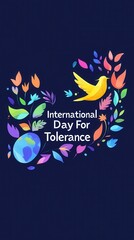 Obraz premium A colorful visual highlighting the theme of tolerance with nature and peace symbols