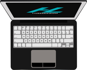 Laptop illustration black and white.