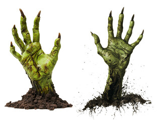 Isolated Creepy Zombie Hands Emerging from the Ground