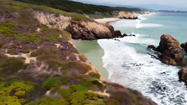 sea waves coastal surf slowly crashing, ocean wave, urf wave splash, ocean nature background