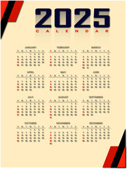 2025 CALENDER VECTOR.