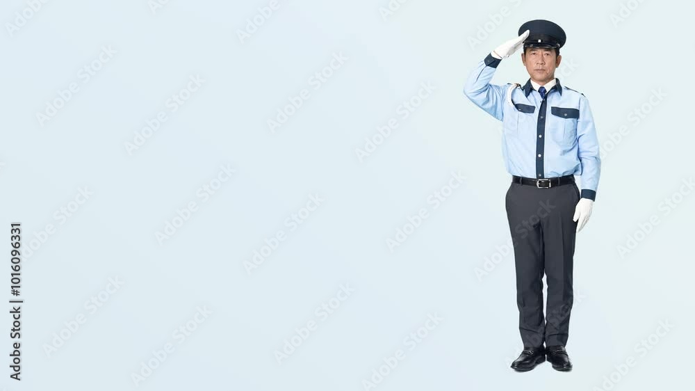 Aufkleber 敬礼する男性警備員の全身写真