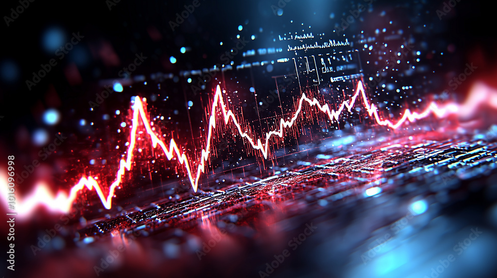 Poster Real time data visualization of heart rate monitor displaying fluctuating metrics, showcasing dynamic nature of health monitoring technology