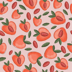 peach fruit seamless pattern
