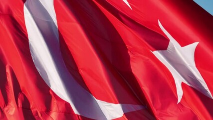 Turkish Flag (Turk Bayragi) and Canakkale Martyrs' Memorial Drone Video, Canakkale Martyrs' Cemetery Canakkal,e Türkiye (Turkey)