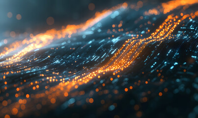 Futuristic financial dashboards and luxury business charts with glowing neon lines, gold accents, and connected nodes for corporate branding.