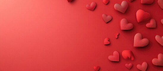 Happy Valentine's Day background with paper hearts and a golden ring frame vector design, vector illustration, flat lay style illustration. center of a circular gold outline on a dark blue background