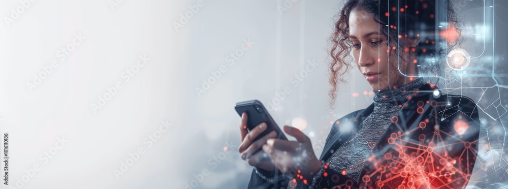 Poster mobile tech for digital marketing and global business connectivity with ai and iot