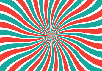 sun-burst, sun-rays red and green color wavy vector illustration.