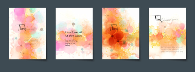 Vector collection. Abstract art, colorful watercolor painting flower and leaf, nature background. Illustration set of floral pattern design for poster, wallpaper, banner, cover, card, template