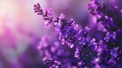 Fototapeta premium Elegant purple floral wallpaper background featuring delicate petals and blossoms in a soft lavender hue, perfect for interior design, home decor, and digital art projects, ideal for adding a touch of