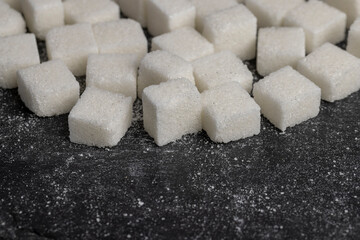 cubes of refined sugar close-up
