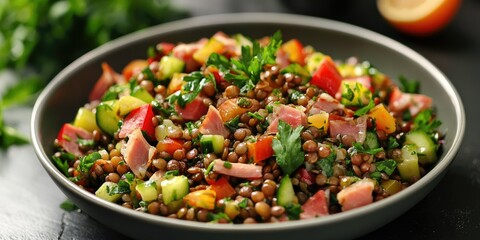Healthy salad with background