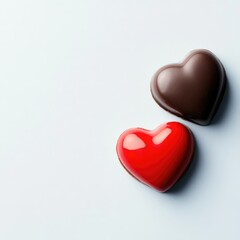 heart shaped chocolate and a red heart with background