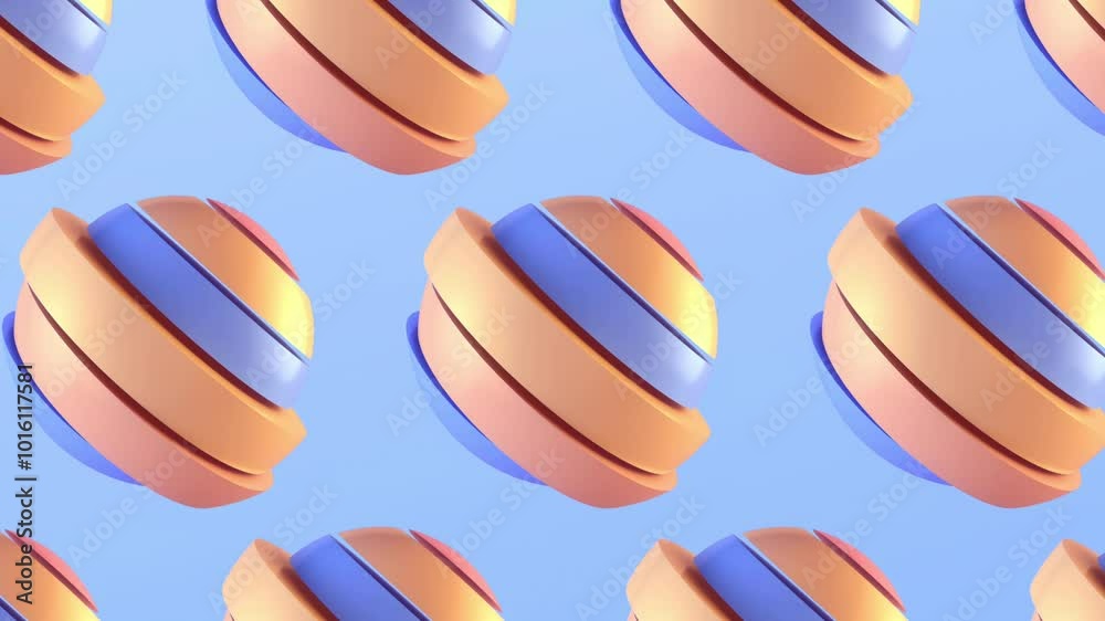 Aufkleber Abstract pattern of multicolored spheres with moving layers. 3d rendering 4K