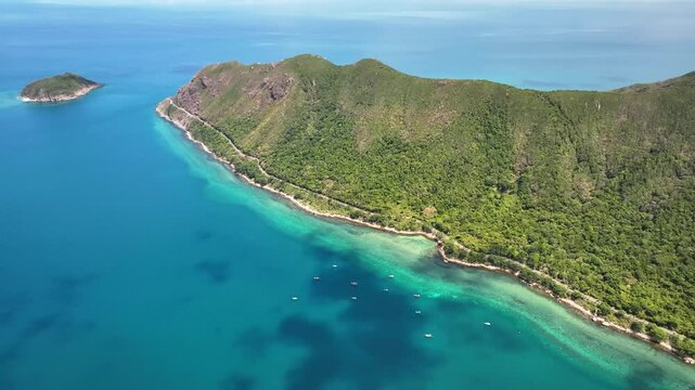 Con Dao Island And Hon Trac Lon Island Surrounded By The Blue Waters In Vietnam. - aerial shot