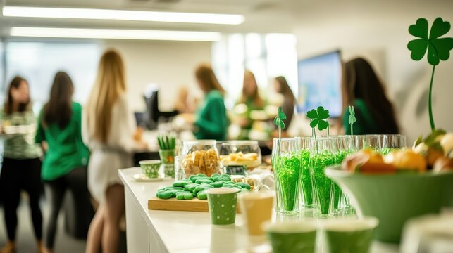Office workers enjoy saint patrick's day - Powered by Adobe