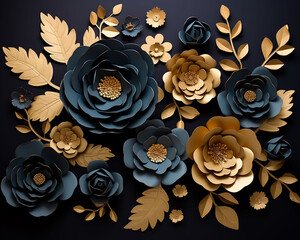 Black Velvet Flowers On Black Background