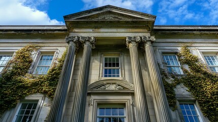 Obraz premium Classical Architecture with Ivy Covered Walls