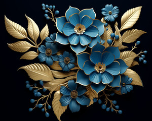 Black Velvet Flowers On Black Background