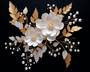 Black Velvet Flowers On Black Background