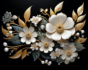 Black Velvet Flowers On Black Background