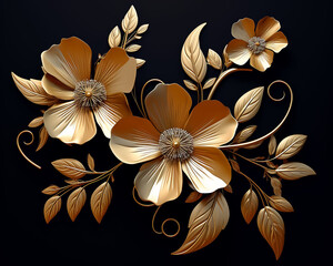 Black Velvet Flowers On Black Background