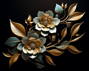 Black Velvet Flowers On Black Background