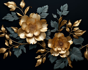 Black Velvet Flowers On Black Background