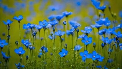 Tranquil Field of Flax Blue Flowers | Nature Landscape Stock Image